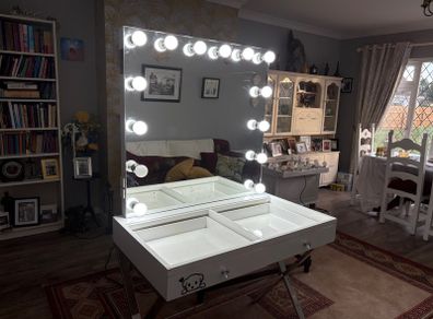 Hollywood mirror with desk.
