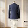 Navy Pinstripe Double-Breasted Suit | Cream Trousers | Peak Lapel Set Image 2