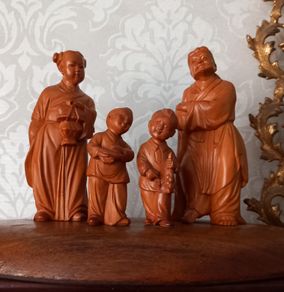 Chinese carved wood figures