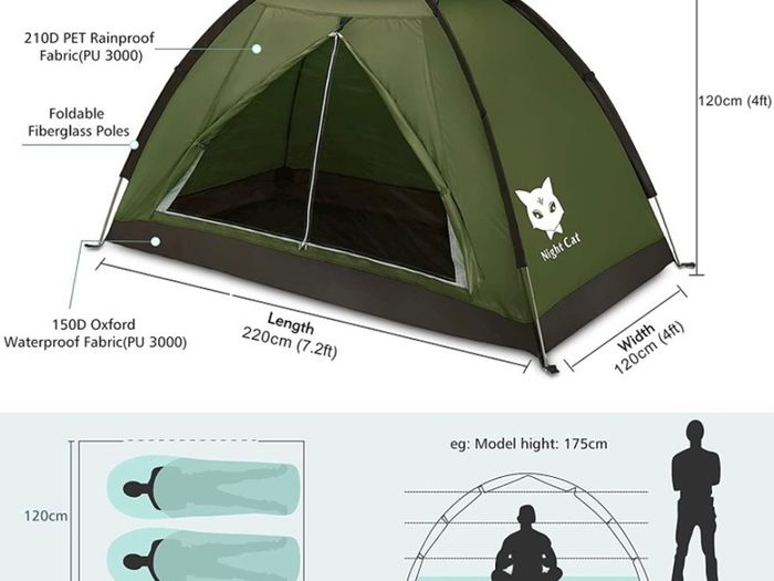 Camping Tent for 1 2 Person Man Waterproof Backpacking Tents Easy Setup Lightweight for Hiking Backyard MULTIPLE COLOURS AVAILABLE, SEE PHOTOS (FREE POSTAGE)