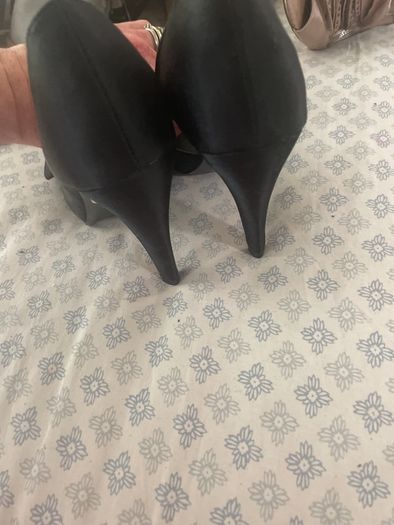 Black satin high heels