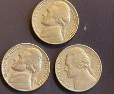 US American 5 cent  coins 1964 1974 1958