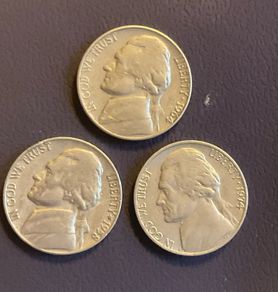 US American 5 cent  coins 1964 1974 1958