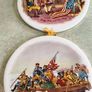 VTG 2 H R Johnson Ceramic Tiles Round Plates Wall Hanging  England America Revolutionary War Image 8