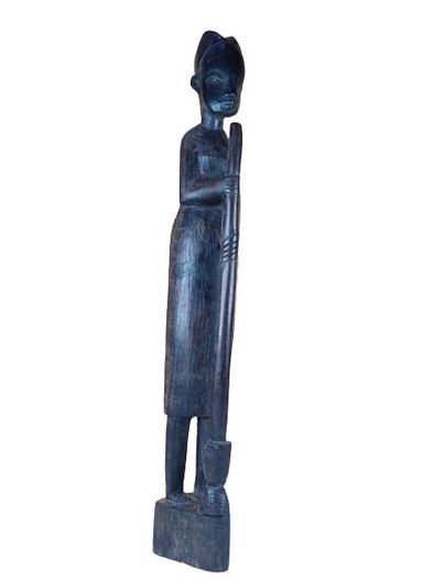 African Statue Ebony Carved Wood Figure Vintage Sculpture Statues