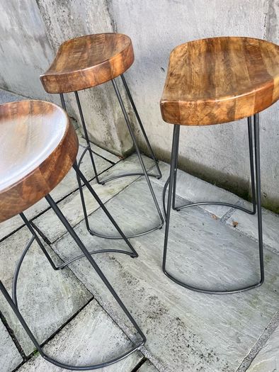 Set of three bar counter stools