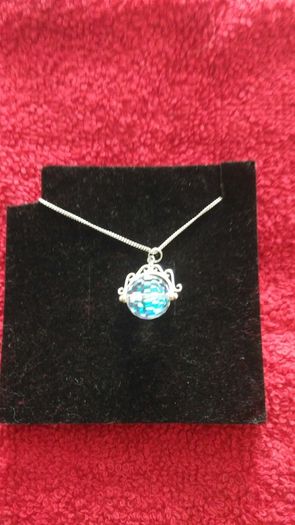 Sterling silver disco ball pendant necklace