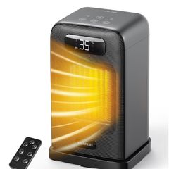 1500W Portable Heater for Home with Thermostat, Silent PTC Ceramic Space Heater with 4 Modes, 70 Oscillation, 12H Timer & Remote, Digital Display, Fan Heater for Bedroom Black
