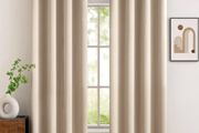 Beige Blackout Curtains for Living Room 2 Panel Set, Premium Eyelet Curtains for Bedroom, Thermal Insulated Window Curtain Drapes, Black Out Curtain 90 Drop, Each Panel 46 x 90 Inches