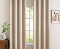Beige Blackout Curtains for Living Room 2 Panel Set, Premium Eyelet Curtains for Bedroom, Thermal Insulated Window Curtain Drapes, Black Out Curtain 90 Drop, Each Panel 46 x 90 Inches