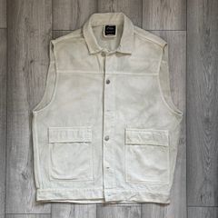 Zara Mens Ecru Denim Utility Gilet Off White or Cream Size XL