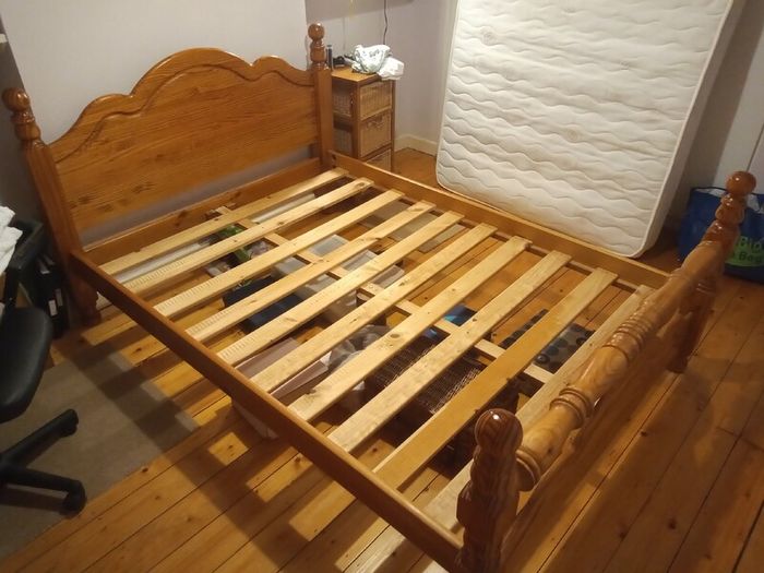 Solid Pine Double Bed Frame 140x190cm