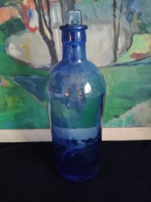 blue glass, vintage bottle, vintage apothecary bottle, vintage chemist bottle