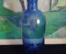 blue glass, vintage bottle, vintage apothecary bottle, vintage chemist bottle