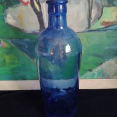 blue glass, vintage bottle, vintage apothecary bottle, vintage chemist bottle