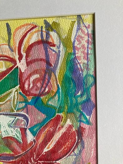 Mothers Day Offer Original art Original Floral Artwork on paper A4 Mounted contemporary Irish Art abstract painting