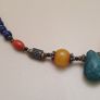 Vintage Tribal Lapis, Coral & Amber Ethnic Necklace with Turquoise Drops Image 4