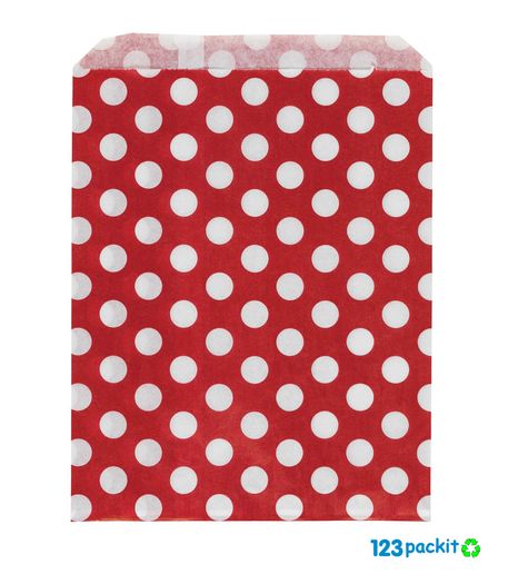 Lot of 200 Red Candy Bags with Polka Dots size 5x7" ideal for candy shops parties candy cart shop small retails and market fair