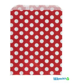 Lot of 200 Red Candy Bags with Polka Dots size 5x7" ideal for candy shops parties candy cart shop small retails and market fair