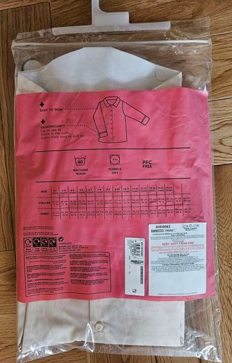 M&S Girls Long Sleeve Cream School Shirt 6-7 Years