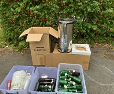 Beer Brew kit: mesh kettle, buckets, bottles