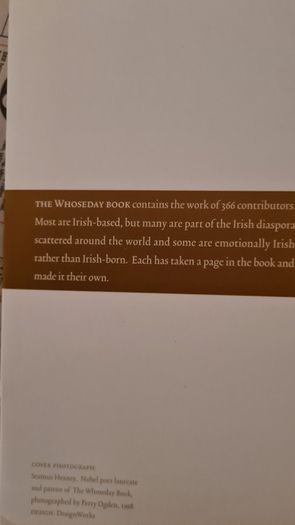 The Whoseday Book Introduction Seamus Heaney'. Fabolous Large Volume Coffee Table Book.