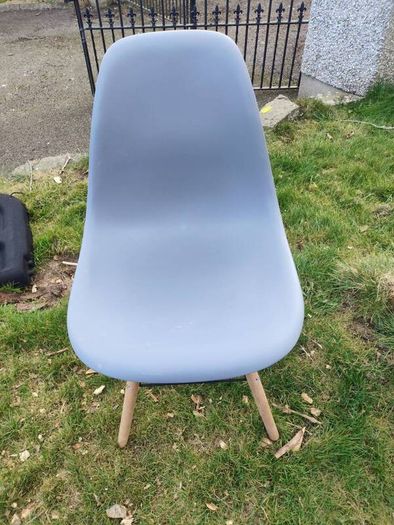 Grey plastic dining chairs