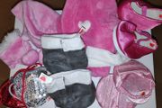 Design-A-Bear 3 pairs of footwear, dressing gown, winter hat &amp; gloves, 2 party bags