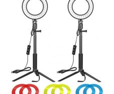 Neewer 2x 6-inch Dimmable LED Ring Light with Tripod Stand & Color Filter