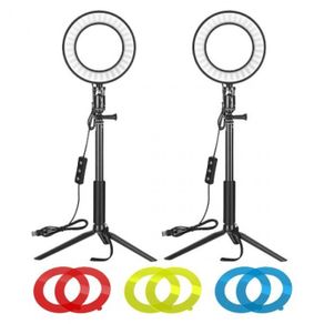 Neewer 2x 6-inch Dimmable LED Ring Light with Tripod Stand & Color Filter
