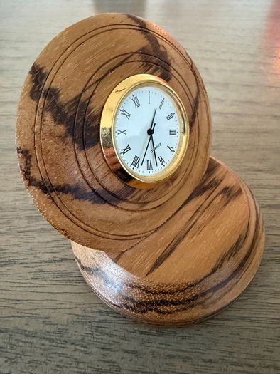 Hand Turned Irish Wooden Mantel Clock.