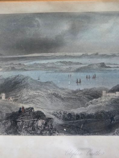Antique engraving of Clifden Castle framed