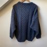 Quill's Woollen Market Irish Aran Fisherman Sweater 100% Wool XXL Blue Image 5