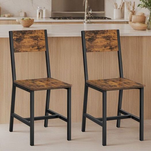 Set of 2 Dining Chairs Set of 2 brown  retro style industrial
