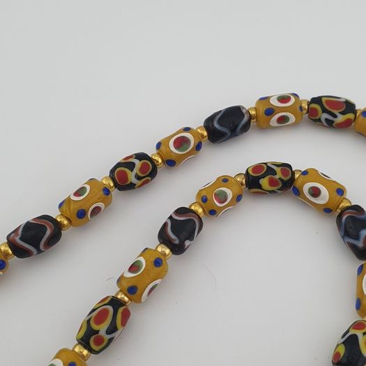 Vintage Venetian style Eyes Glass & Old Face Pendant Glass Beads Necklace