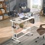 Mobile Standing Desk with Integrated UK Power Outlets & USB Ports, Height Adjustable (70-104cm) C-Shaped Rolling Laptop Table on Wheels for Home Office, Bedside, and Sofa, White Image 8