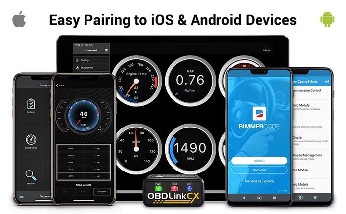 OBDLink CX Bimmercode Bluetooth 5.1 BLE OBD2 Adapter for BMW/Mini, Works with iPhone/iOS & Android, Car Coding, OBD II