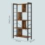 Modern 5 Tier Bookcase White or Vintage Brown Book Shelf Display Storage Unit with Metal Frame Image 8
