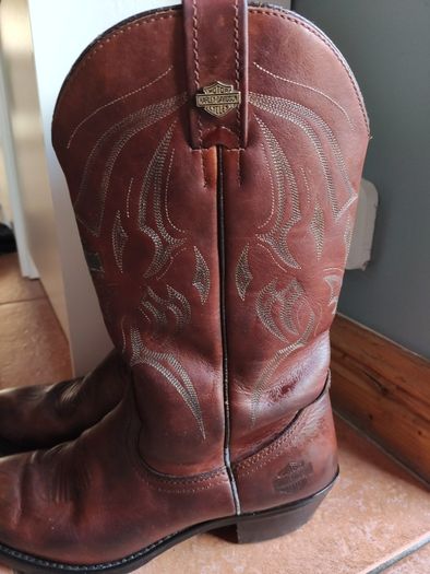 RARE Vintage Harley-Davidson Brown Leather Cowboy Boots Men's Size UK 10