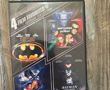 Batman 4-Film Favorites DVD Collection (1989-1997 Anthologies) Batman DVD, DC Comics, Superhero Movies, Batman Collection, 4 Film Favorites, Michael Keaton, George Clooney, Val Kilmer, Batman Returns, Batman Forever, 90s Movies, DVD Box Set.