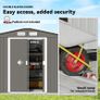 9 x 6FT Outdoor Garden Roofed Metal Storage Shed Tool Box with Foundation Ventilation & Doors Light, Grey Image 4