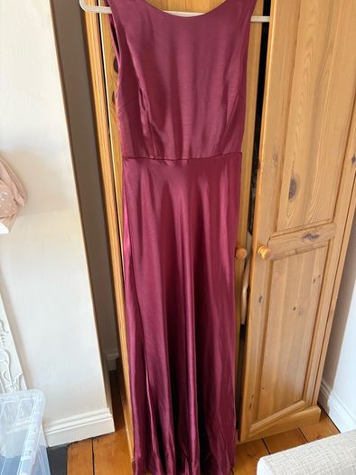 Beautiful burgundy wine satin maxi dress