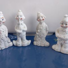 vintage ceramic clown s set of 4  Vintage Handpainted Ceramic Clown Figurine band music musical musician great gift present display decor