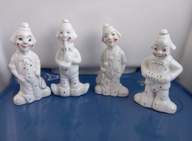 vintage ceramic clown s set of 4  Vintage Handpainted Ceramic Clown Figurine band music musical musician great gift present display decor