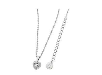 Sterling Silver Diamante Heart Drop Pendant With Chain