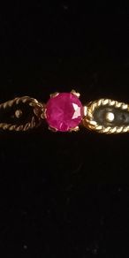 Vintage gold enamel & ruby dress ring size J1/2