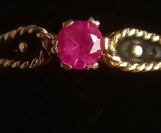 Vintage gold enamel & ruby dress ring size J1/2