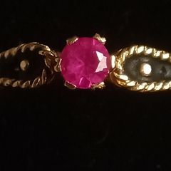 Vintage gold enamel & ruby dress ring size J1/2