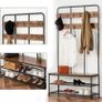 New XXL Metal Hall Tree Coat Rack with Shoe Bench 182 cm Image 6
