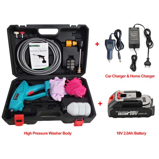 Portable 18Volt. Rechargeable Lithium Battery Powered Cordless High Pressure Car Washer Cleaner washing gun
